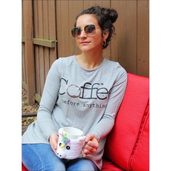 Coffee Before Anything Long Sleeve Graphic Tshirt - Picture 1 of 4